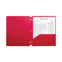 C-Line Two-Pocket Heavyweight Poly Portfolio Folder, 3-Hole Punch, 11 x 8.5, Red, 25/Box (33934BX)