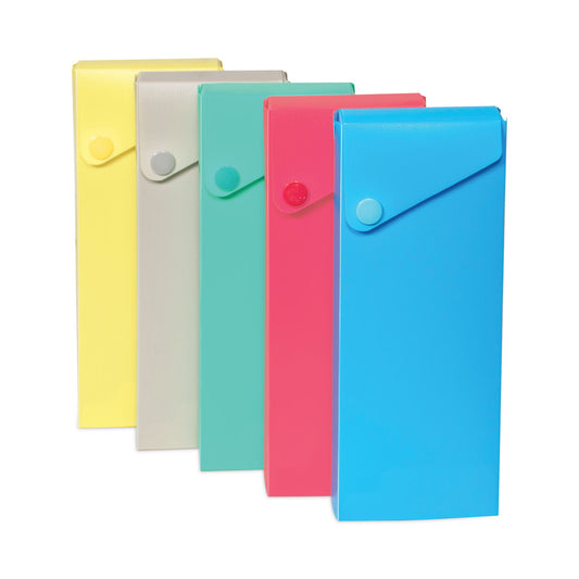 C-Line Slider Pencil Case, 11.43 x 9.5 x 0.6, Sandy Gray, Seafoam Green, Seaside Blue, Sunset Red, Sunny Yellow, 24/Carton (05600DS)