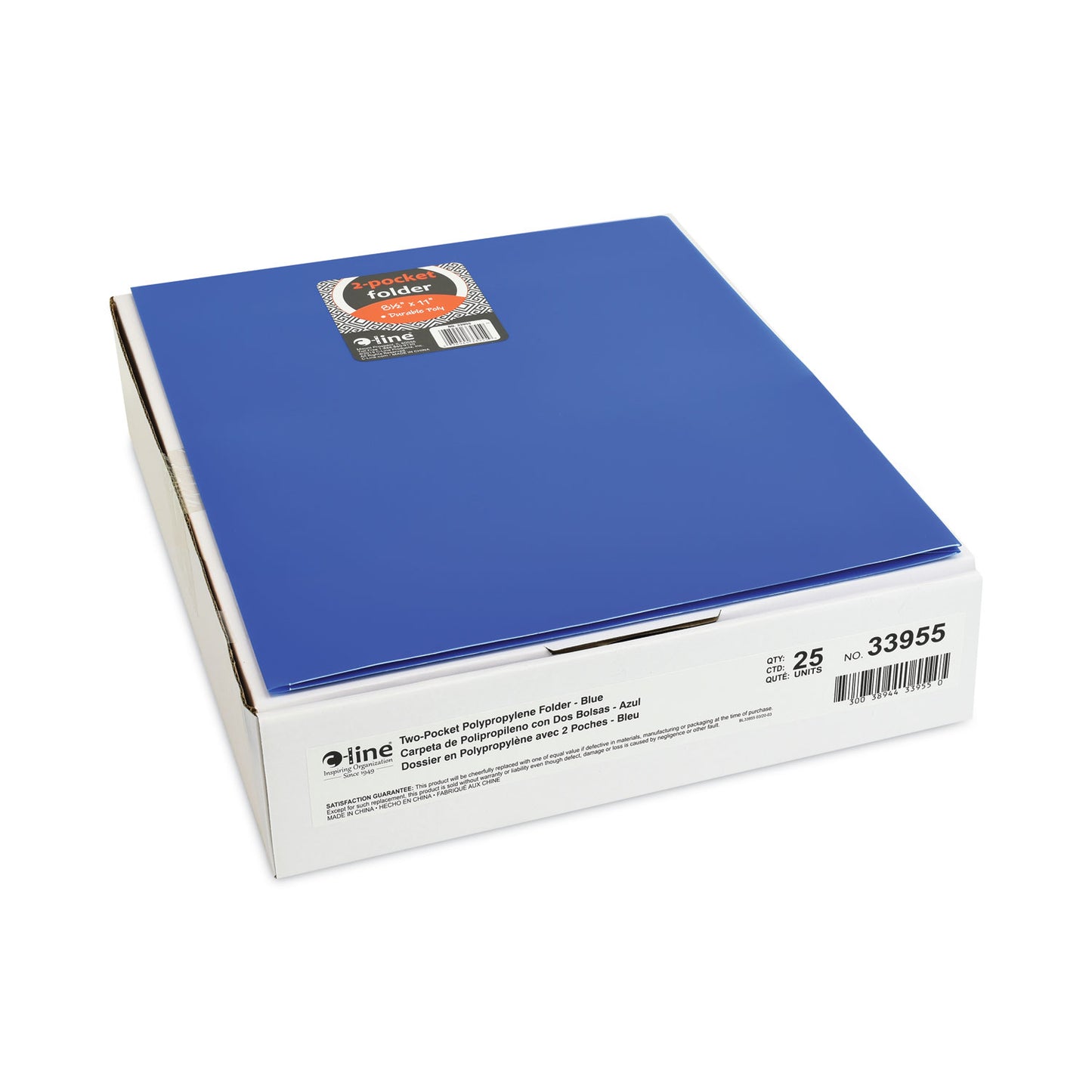 C-Line Two-Pocket Heavyweight Poly Portfolio Folder, 11 x 8.5, Blue, 25/Box (33955BX)