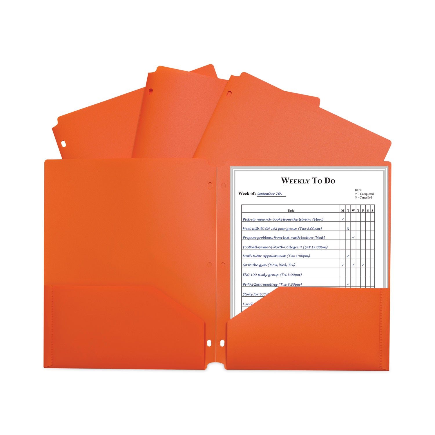 C-Line Two-Pocket Heavyweight Poly Portfolio Folder, 3-Hole Punch, 11 x 8.5, Orange, 25/Box (33932BX)