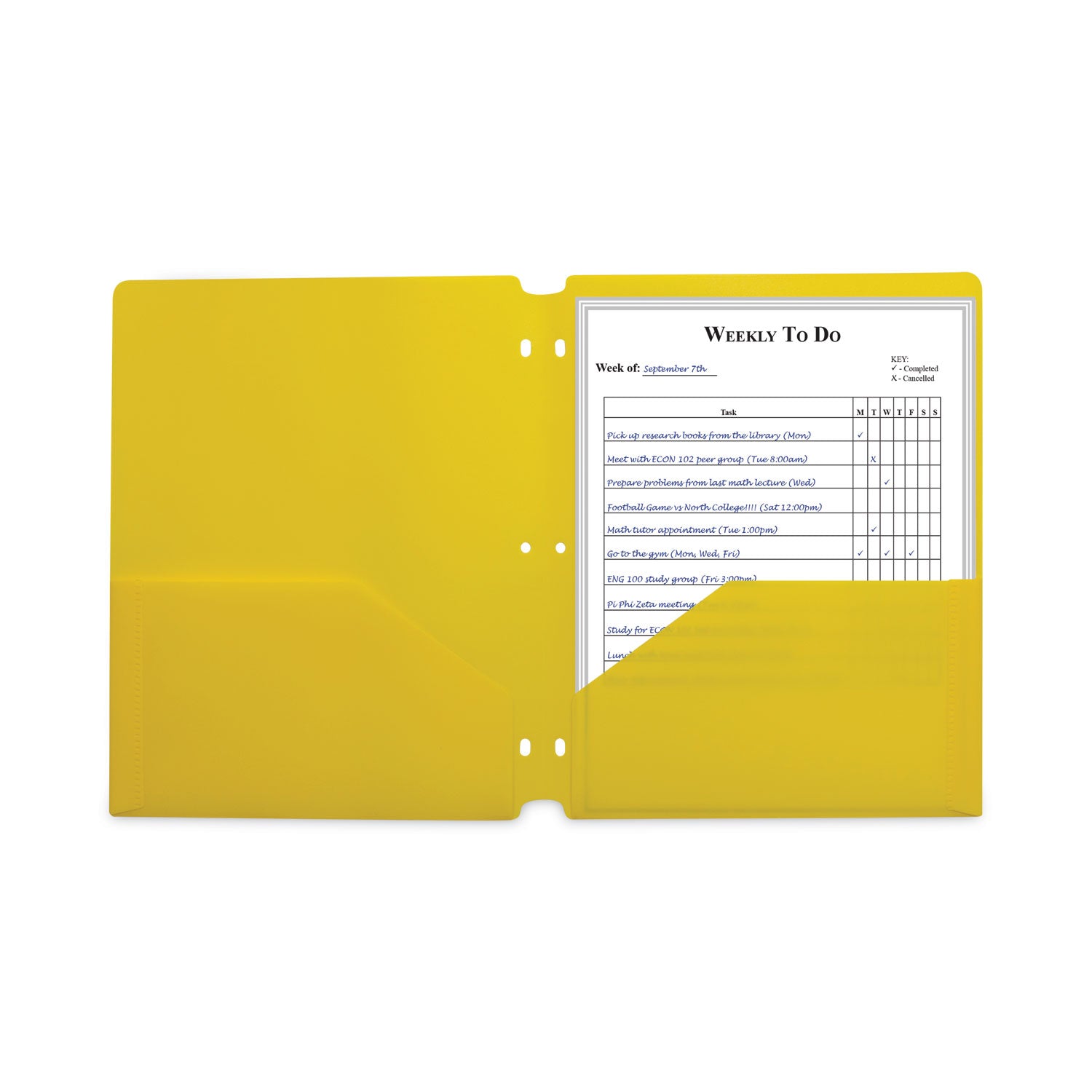 C-Line Two-Pocket Heavyweight Poly Portfolio Folder, 3-Hole Punch, 11 x 8.5, Yellow, 25/Box (33936BX)