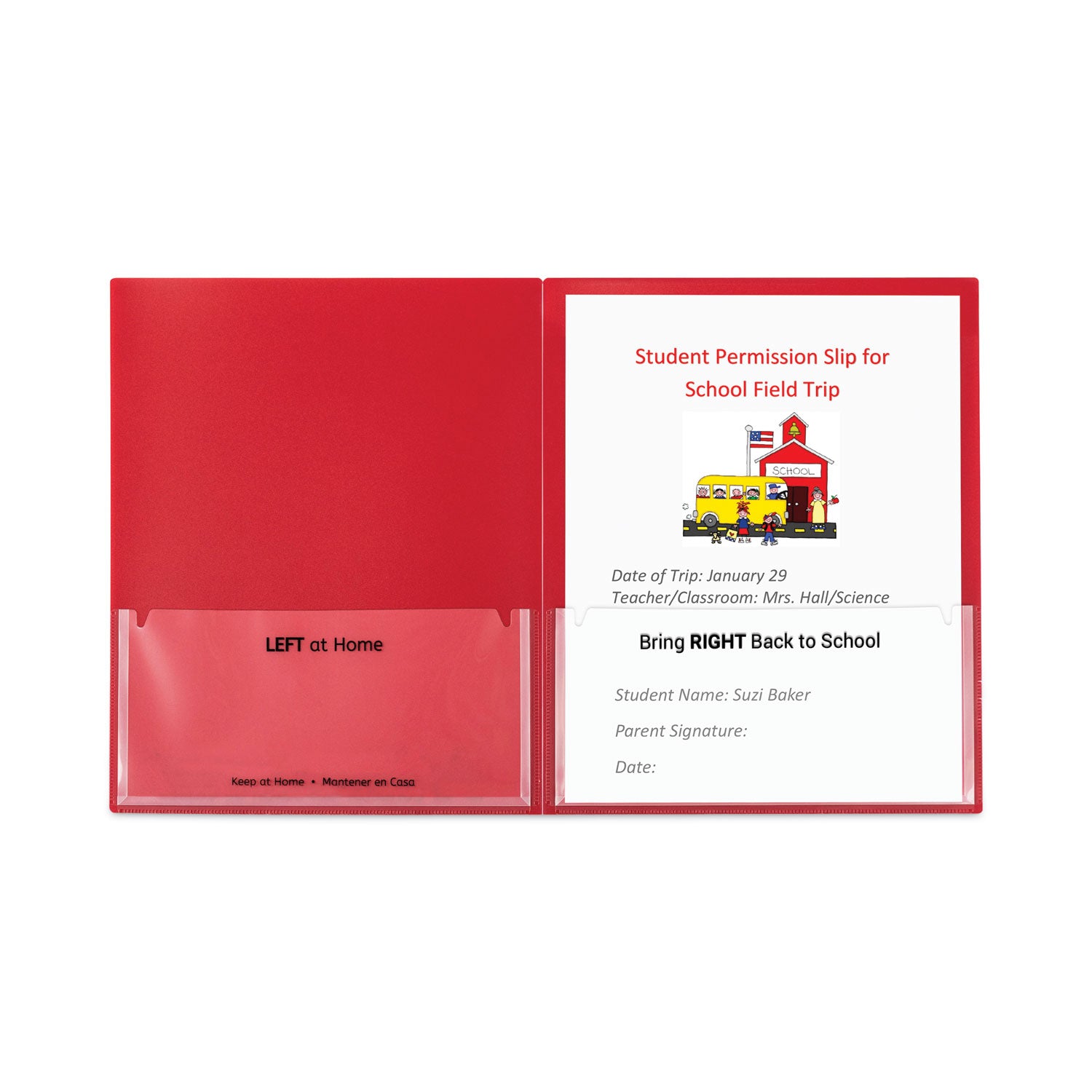 C-Line Classroom Connector Folders, 11 x 8.5, Red, 25/Box (32004)