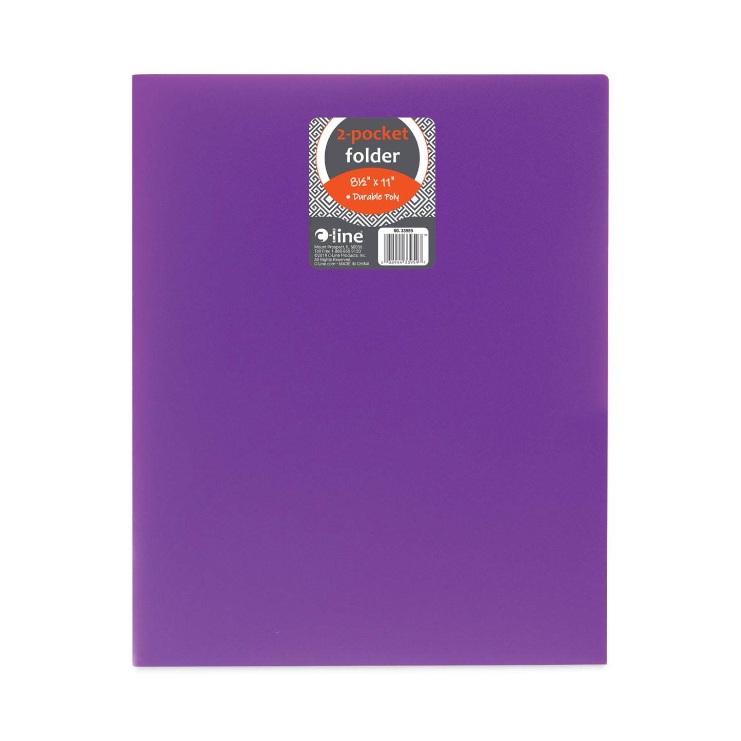 C-Line Two-Pocket Heavyweight Poly Portfolio Folder, 11 x 8.5, Purple, 25/Box (33959BX)