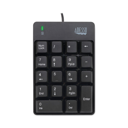 Adesso Spill-Resistant 18-Key Numeric Keypad, Black (AKB601UB)