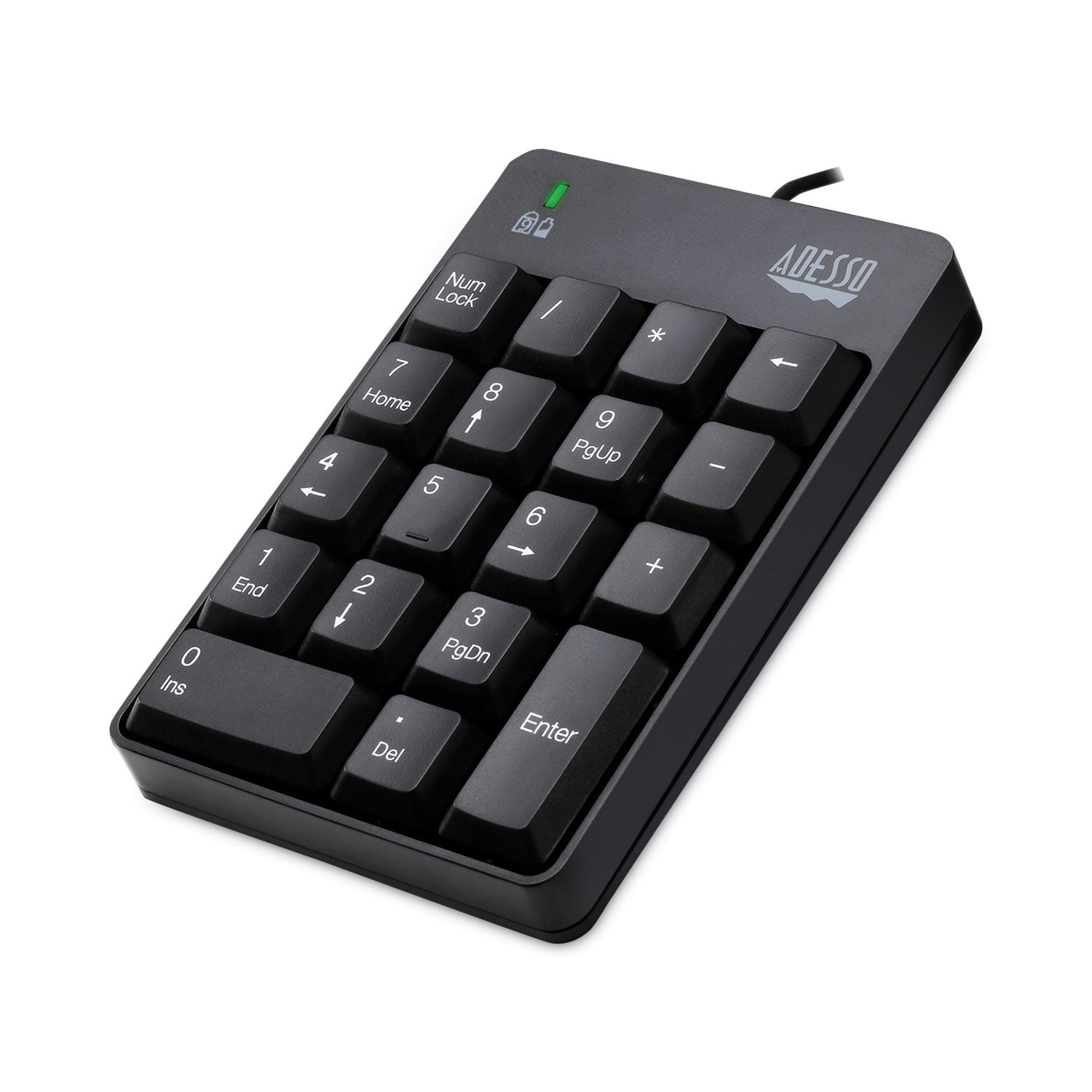 Adesso Spill-Resistant 18-Key Numeric Keypad, Black (AKB601UB)