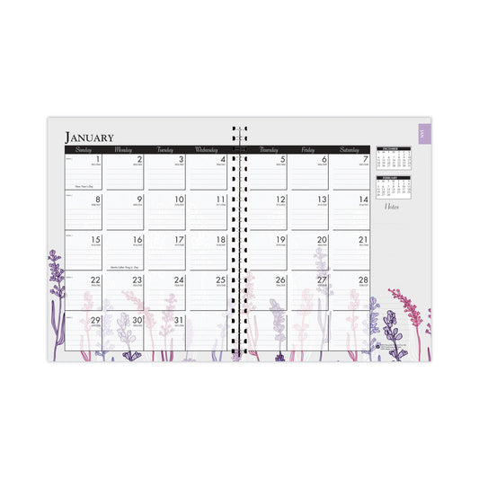 House of Doolittle Recycled WildFlower Weekly/Monthly Planner, WildFlower Artwork, 11 x 8.5, Gray/White/Purple Cover, 12-Month (Jan-Dec): 2025 (28774)