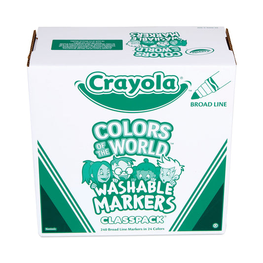 Crayola Ultra-Clean Washable Marker Classpack, Broad Bullet Tip, 8 Assorted Colors, 192/Pack (588208)