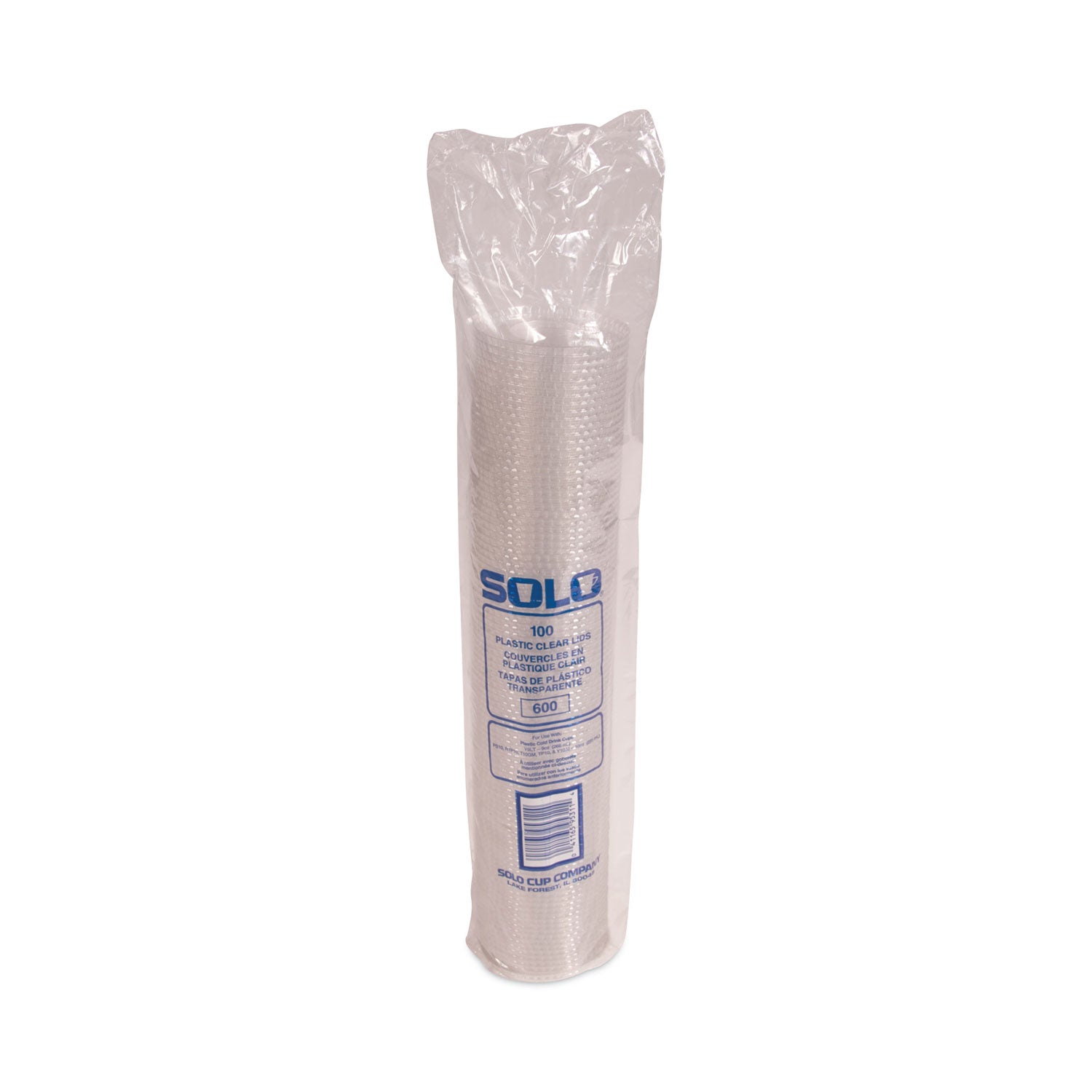 SOLO Straw-Slot Cold Cup Lids, Fits 10 oz Cups, Clear, 100 Pack, 25 Packs/Carton (600TS)