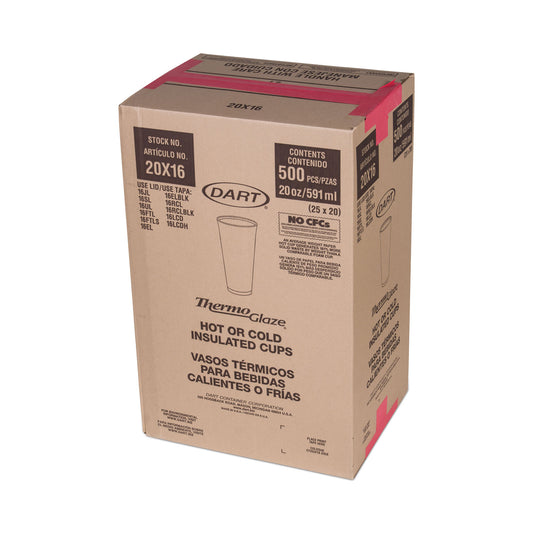 Dart Cafe G Foam Hot/Cold Cups, 20 oz, Brown/Red/White, 500/Carton (20X16G)