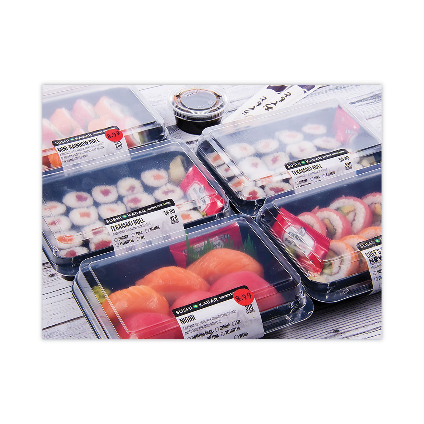SOLO Creative Carryouts Hinged Plastic Hot Deli Boxes, Medium Snack Box, 18 oz, 6.22 x 5.9 x 2.1, Black/Clear, 200/Carton (851611PS94)