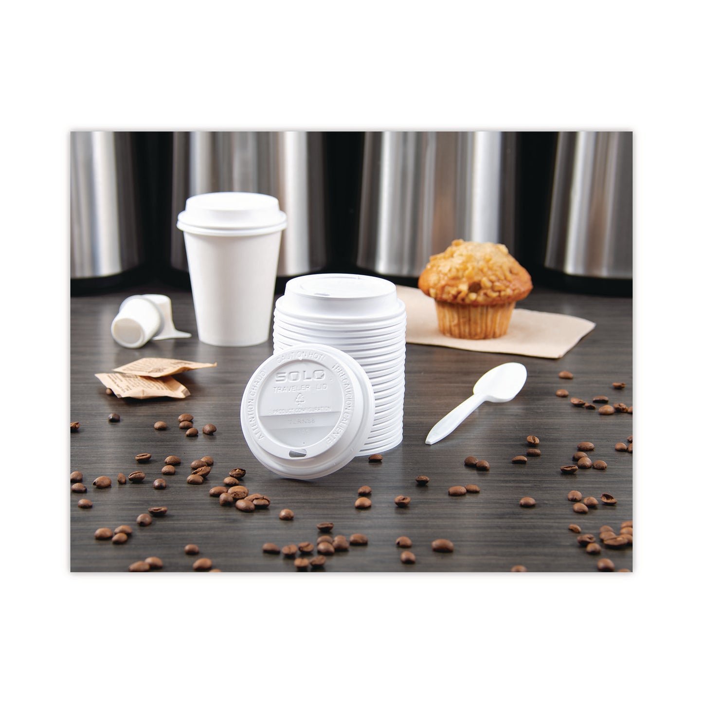 SOLO Traveler Dome Hot Cup Lid, Fits 8 oz Cups, White, 100/Pack, 10 Packs/Carton (TL38R2)