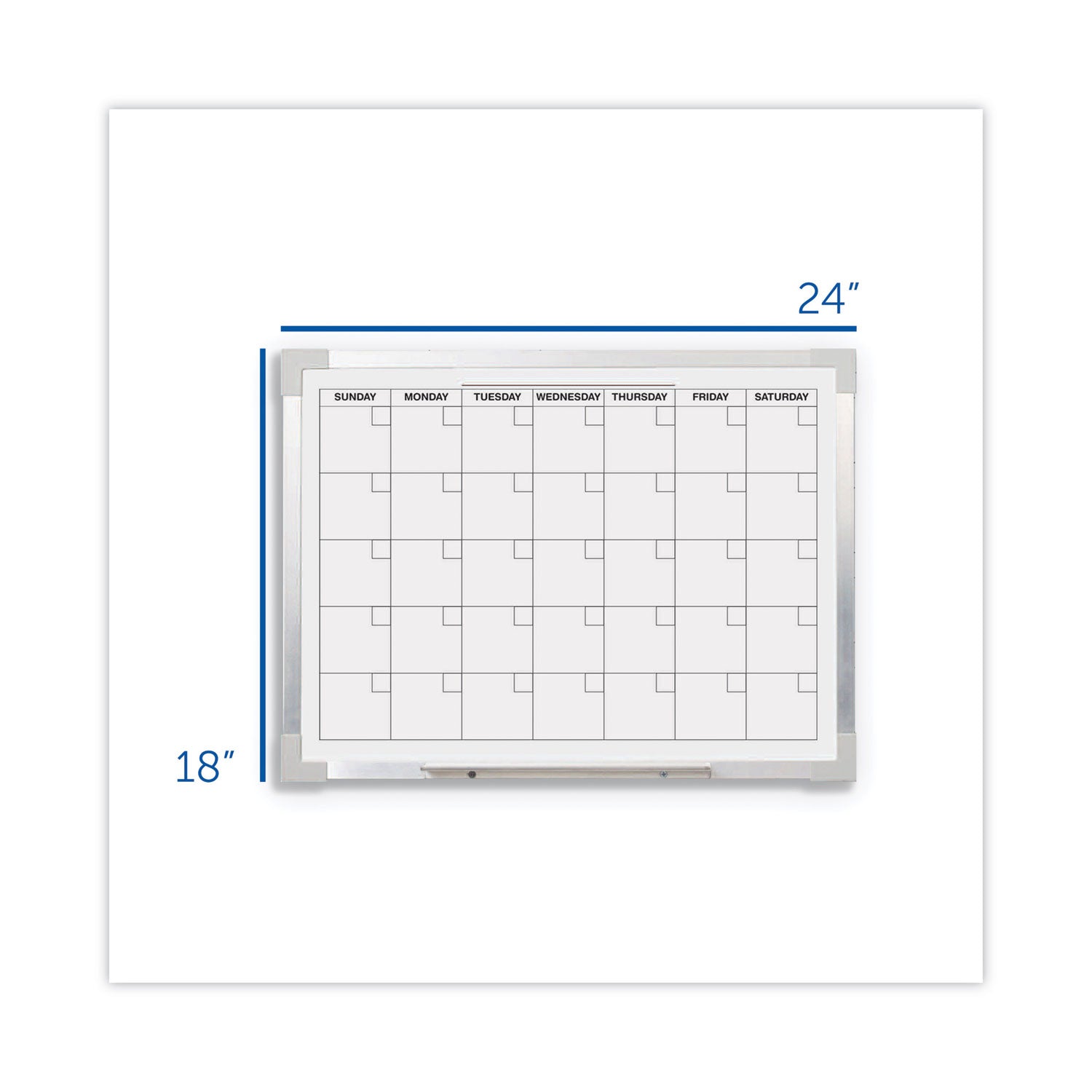 Flipside Framed Calendar Dry Erase Board, 24 x 18, White Surface, Silver Aluminum Frame (17302)