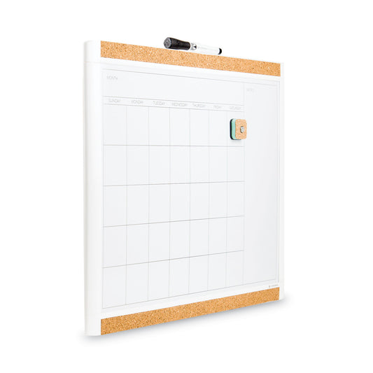 U Brands PINIT Magnetic Dry Erase Calendar with Plastic Frame, One-Month, 20 x 16, White Surface, White Plastic Frame (437U0001)