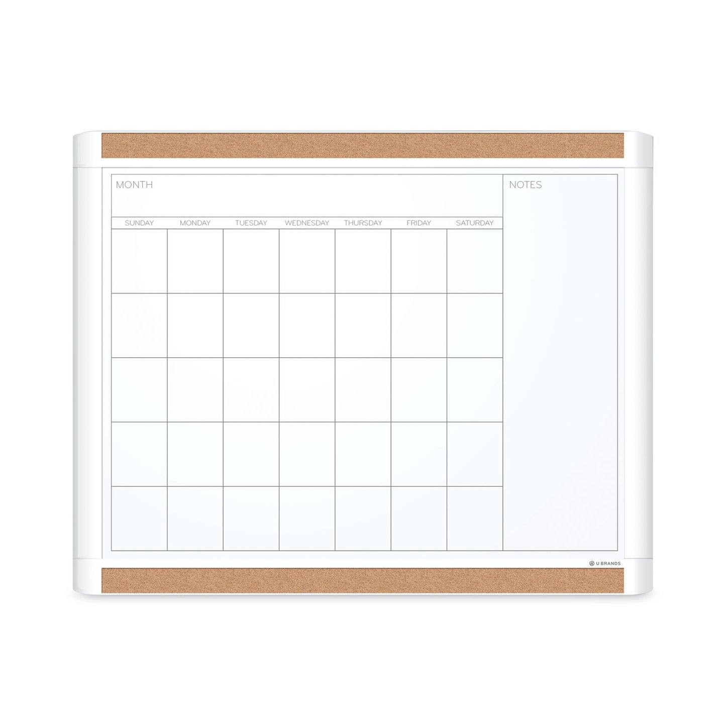 U Brands PINIT Magnetic Dry Erase Calendar with Plastic Frame, One-Month, 20 x 16, White Surface, White Plastic Frame (437U0001)