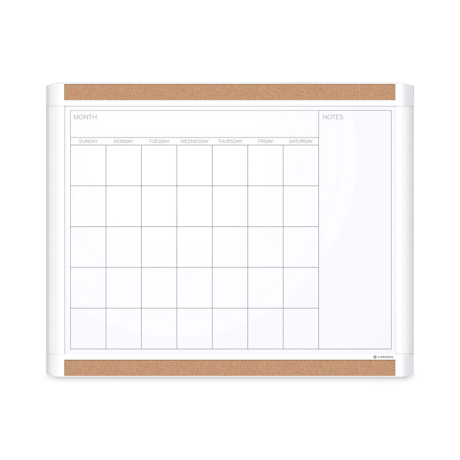 U Brands PINIT Magnetic Dry Erase Calendar with Plastic Frame, One-Month, 20 x 16, White Surface, White Plastic Frame (437U0001)