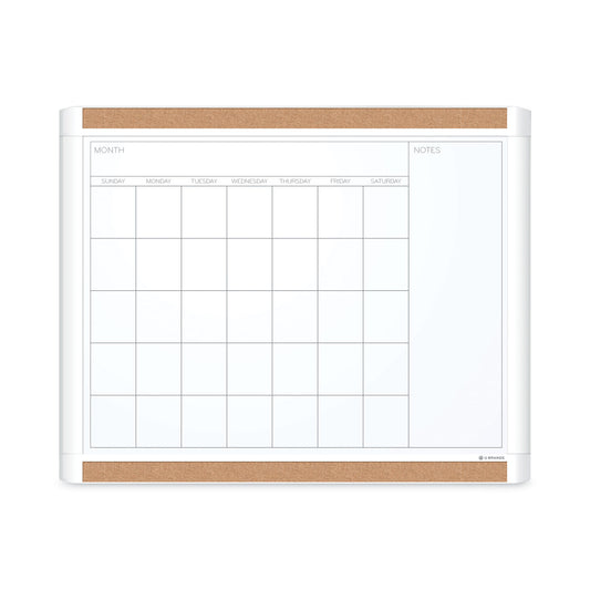 U Brands PINIT Magnetic Dry Erase Calendar with Plastic Frame, One-Month, 20 x 16, White Surface, White Plastic Frame (437U0001)