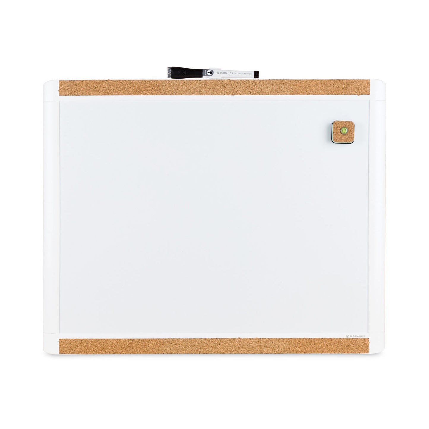 U Brands PINIT Magnetic Dry Erase Board with Plastic Frame, 20 x 16, White Surface, White Plastic Frame (428U0001)