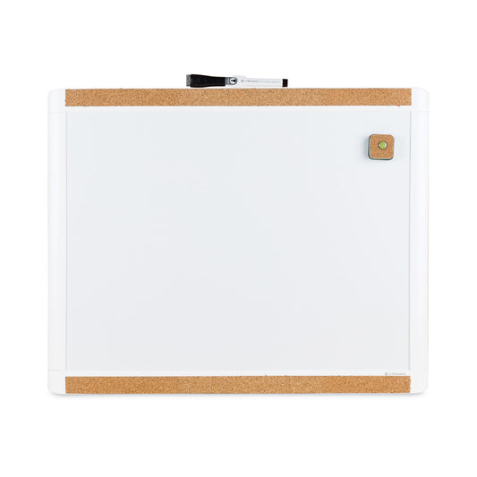 U Brands PINIT Magnetic Dry Erase Board with Plastic Frame, 20 x 16, White Surface, White Plastic Frame (428U0001)