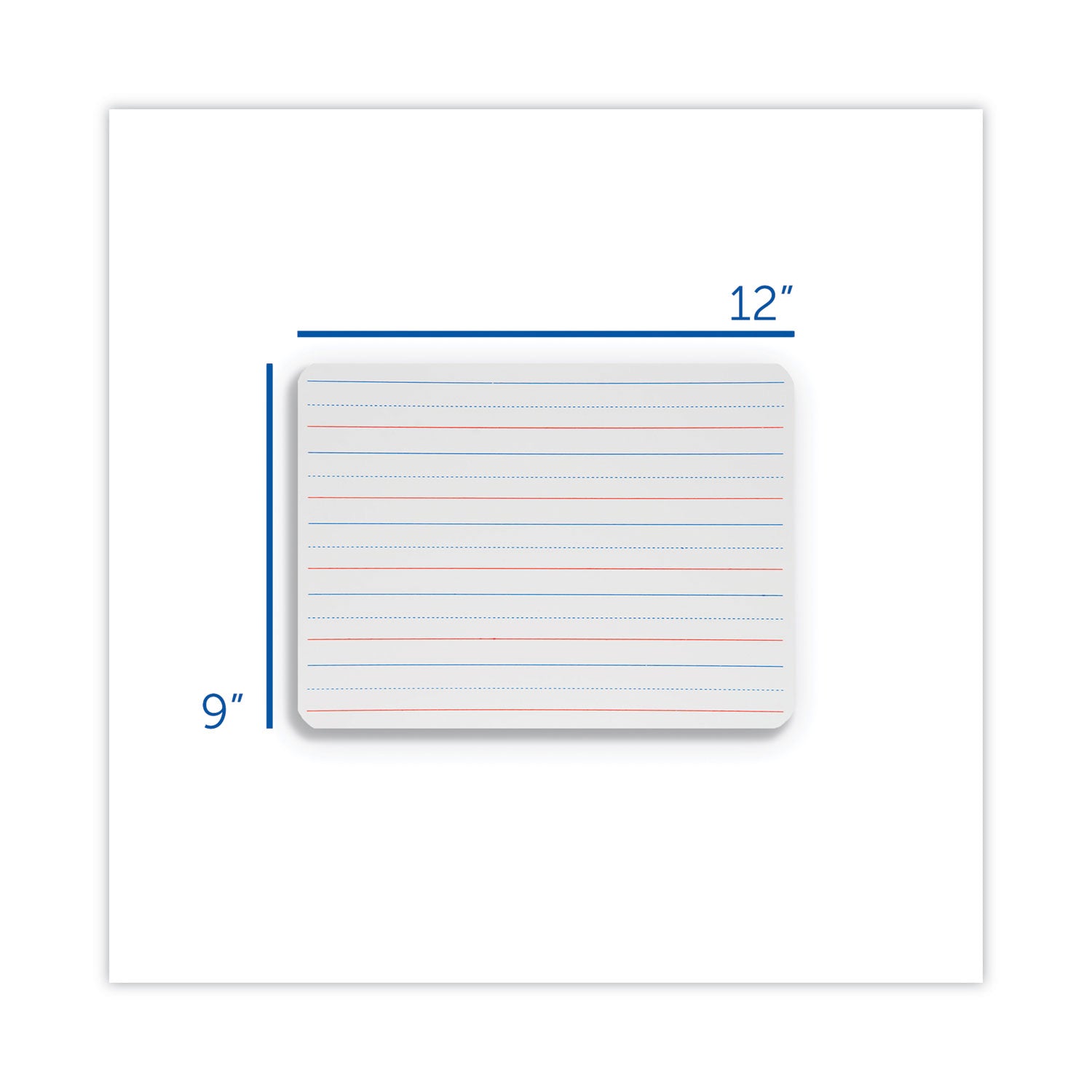Flipside Two-Sided Red and Blue Ruled Dry Erase Board, 12 x 9, Ruled White Front/Unruled White Back, 12/Pack (10134)