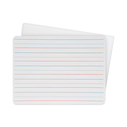 Flipside Two-Sided Red and Blue Ruled Dry Erase Board, 12 x 9, Ruled White Front/Unruled White Back, 12/Pack (10134)