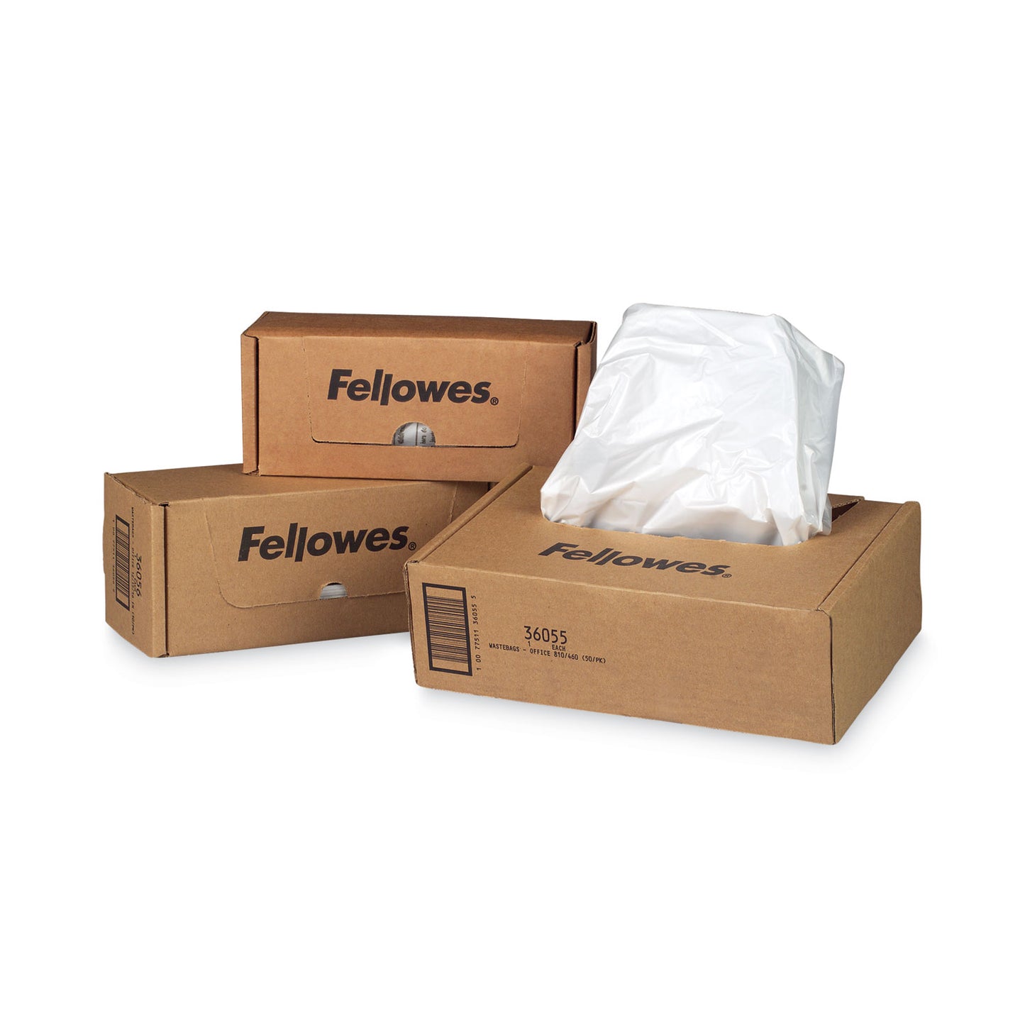 Fellowes Shredder Waste Bags, 50 gal Capacity, 50/Carton (3604101)