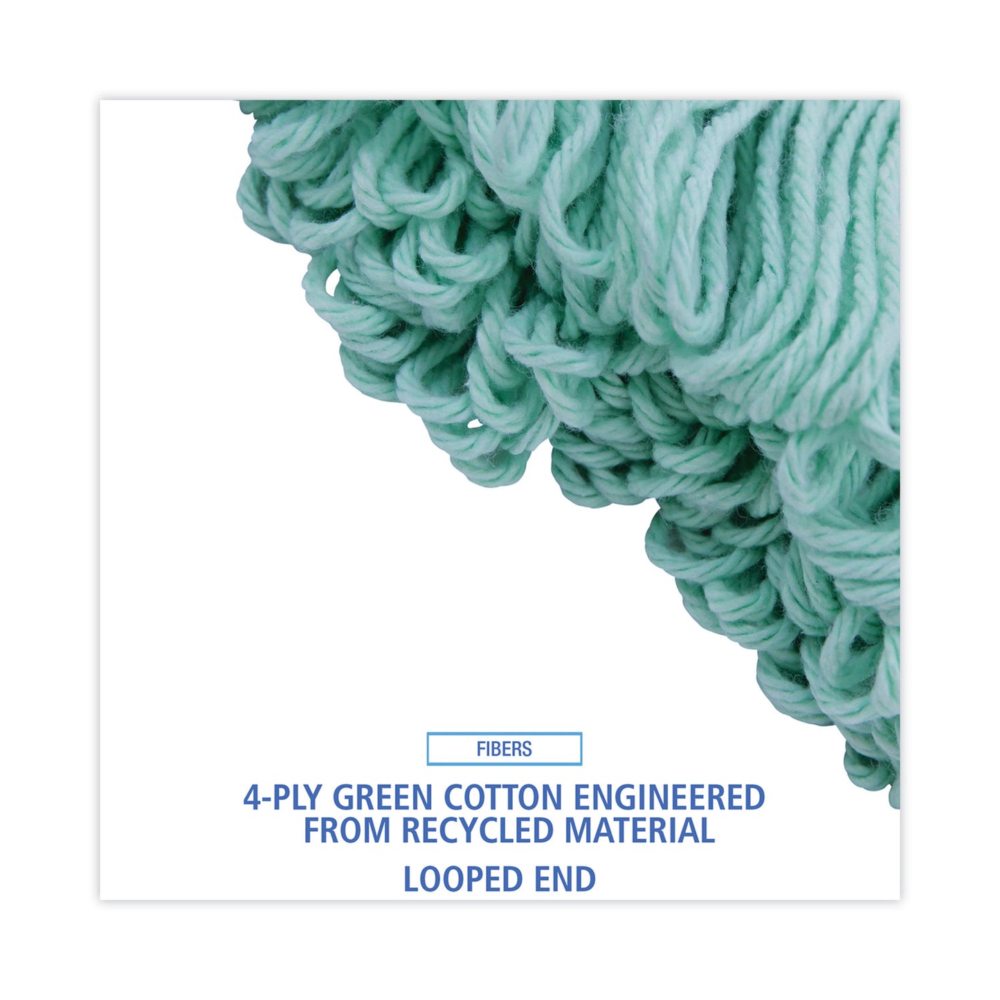 Boardwalk EcoMop Looped-End Mop Head, Recycled Fibers, Medium Size, Green (1200MEA)