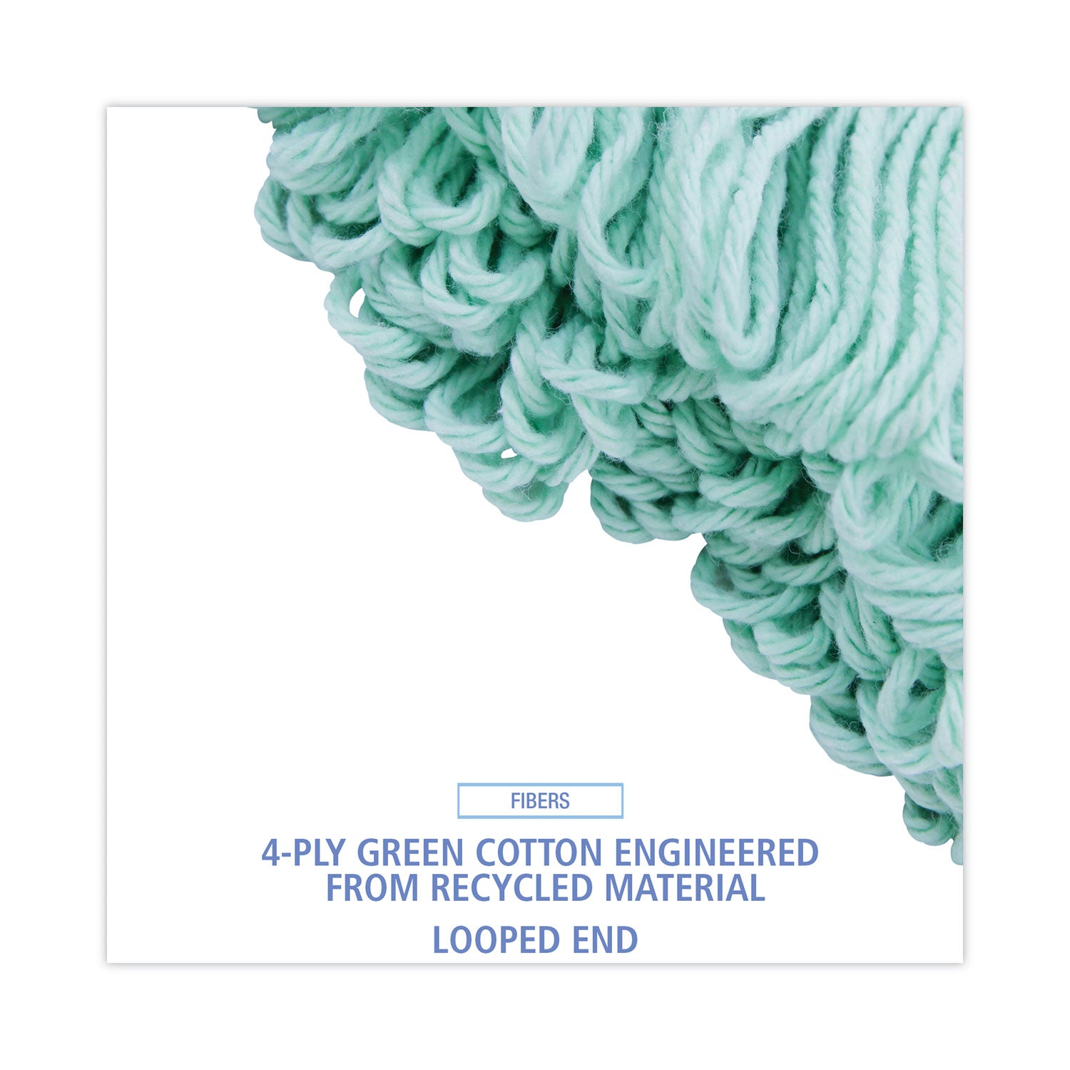 Boardwalk EcoMop Looped-End Mop Head, Recycled Fibers, Extra Large Size, Green (1200XL)