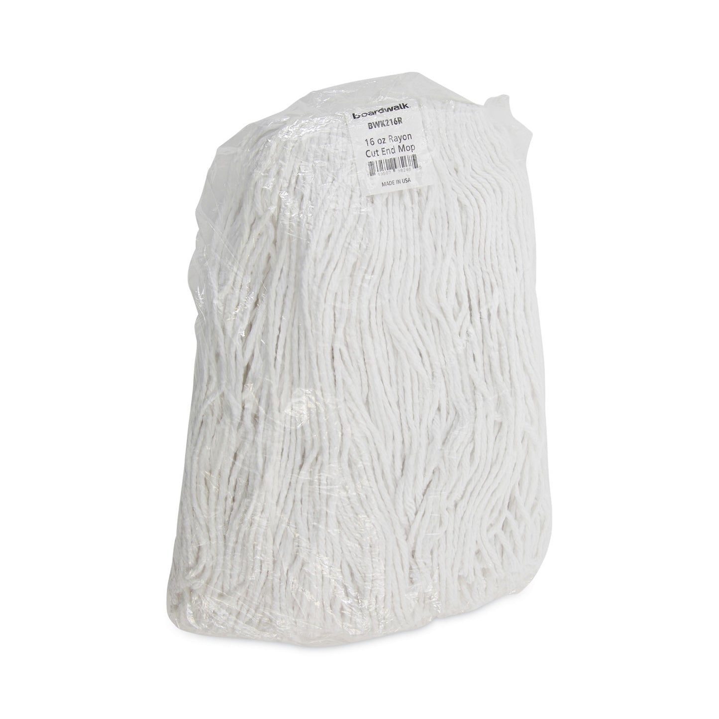 Boardwalk Mop Head, Value Standard Head, Rayon Fiber, Cut-End, Size No. 16, White, 12/Carton (2016R)