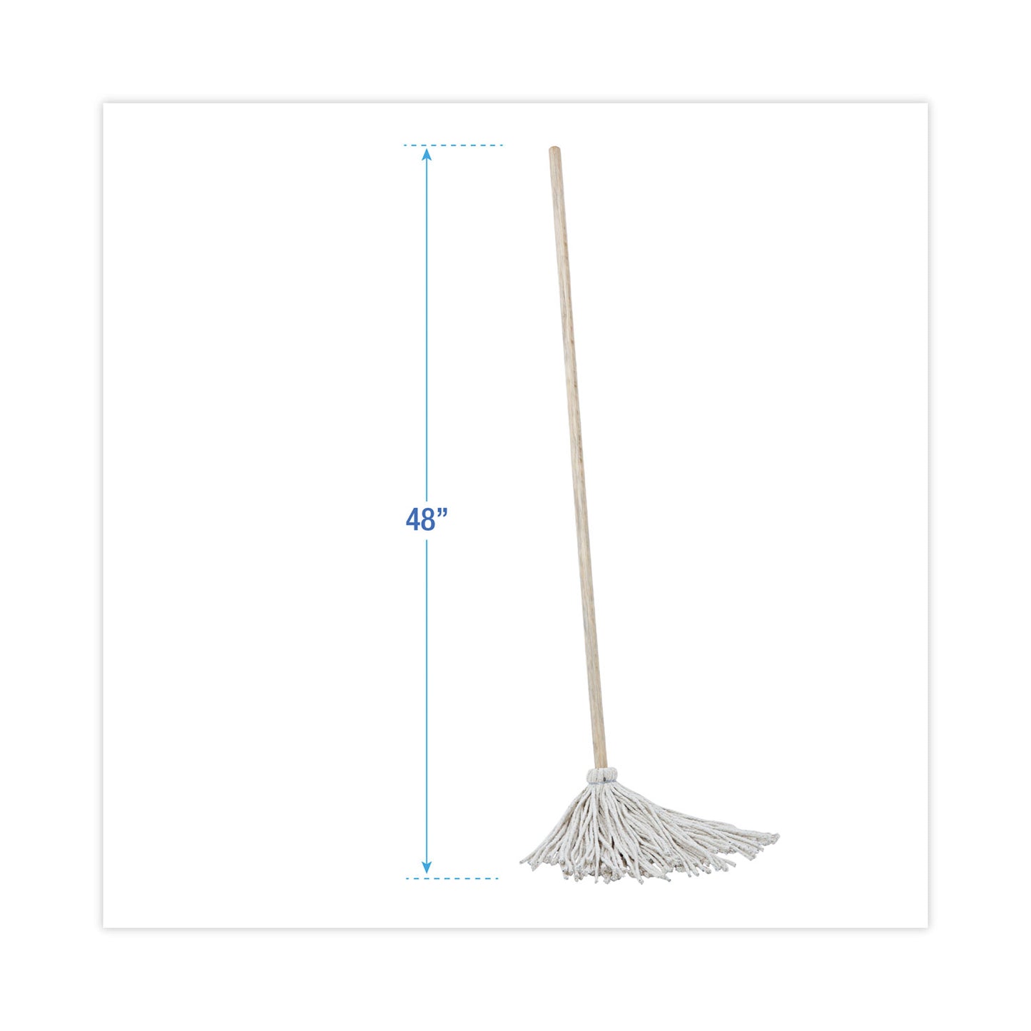 Boardwalk Handle/Deck Mops, #12 White Cotton Head, 48" Natural Wood Handle, 6/Pack (112C)