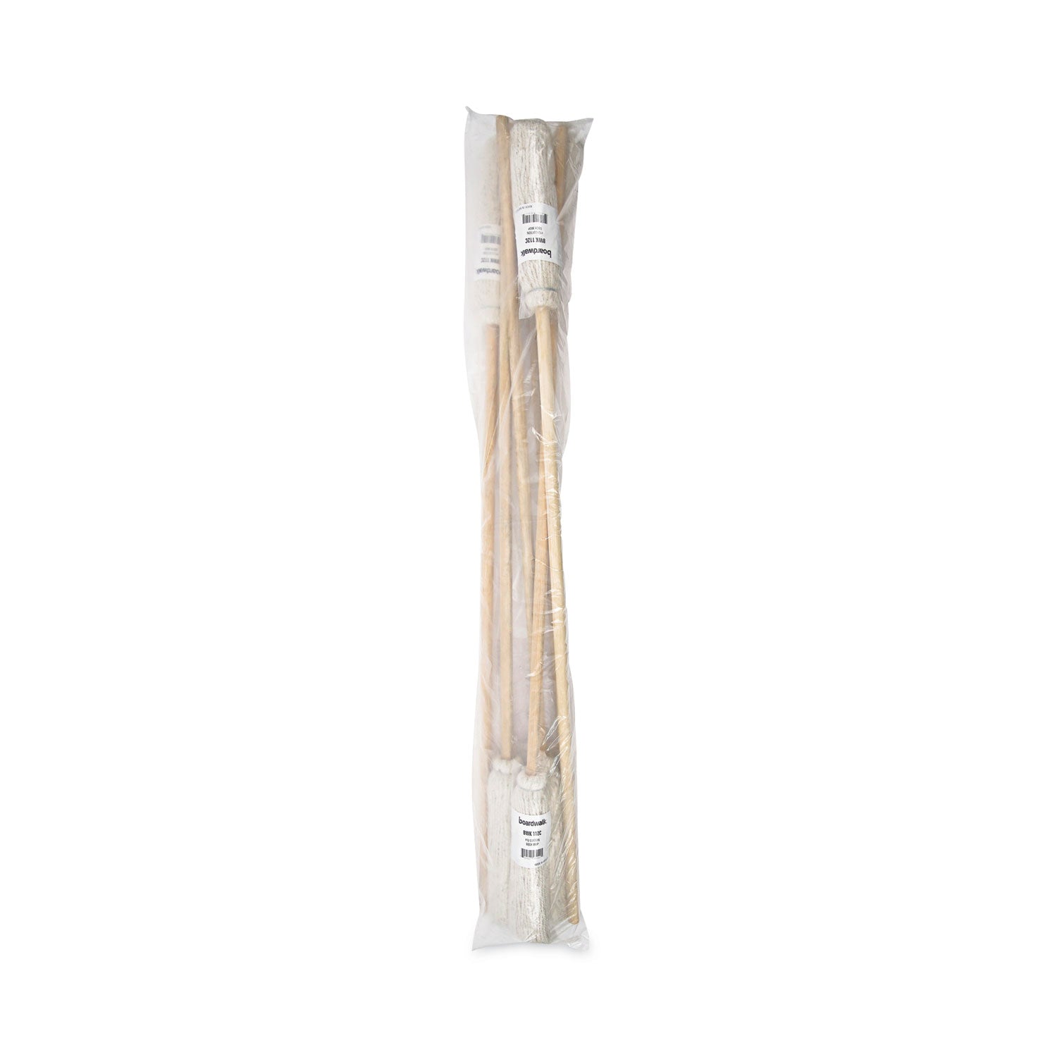 Boardwalk Handle/Deck Mops, #12 White Cotton Head, 48" Natural Wood Handle, 6/Pack (112C)