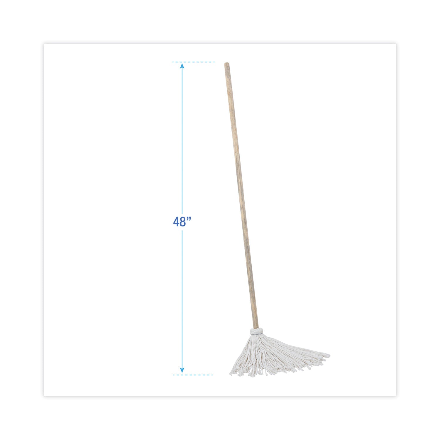 Boardwalk Handle/Deck Mops, #12 White Rayon Head, 48" Natural Wood Handle, 6/Pack (112R)