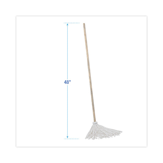 Boardwalk Handle/Deck Mops, #12 White Rayon Head, 48" Natural Wood Handle, 6/Pack (112R)