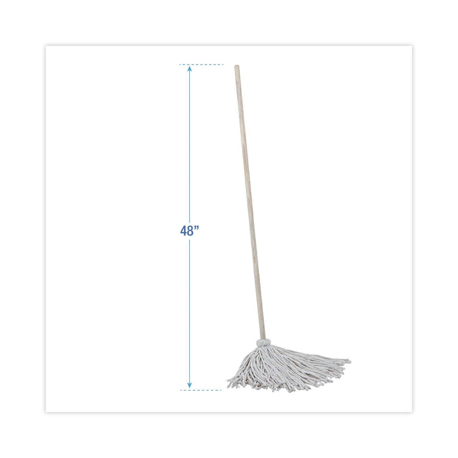 Boardwalk Handle/Deck Mops, #16 White Cotton Head, 48" Natural Wood Handle (116C)