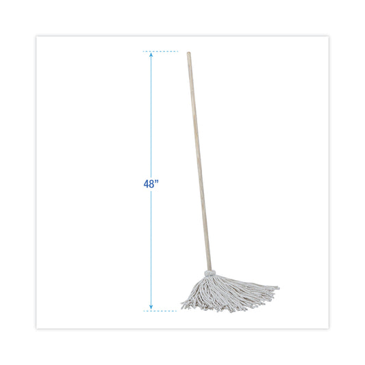 Boardwalk Handle/Deck Mops, #16 White Cotton Head, 48" Natural Wood Handle (116C)