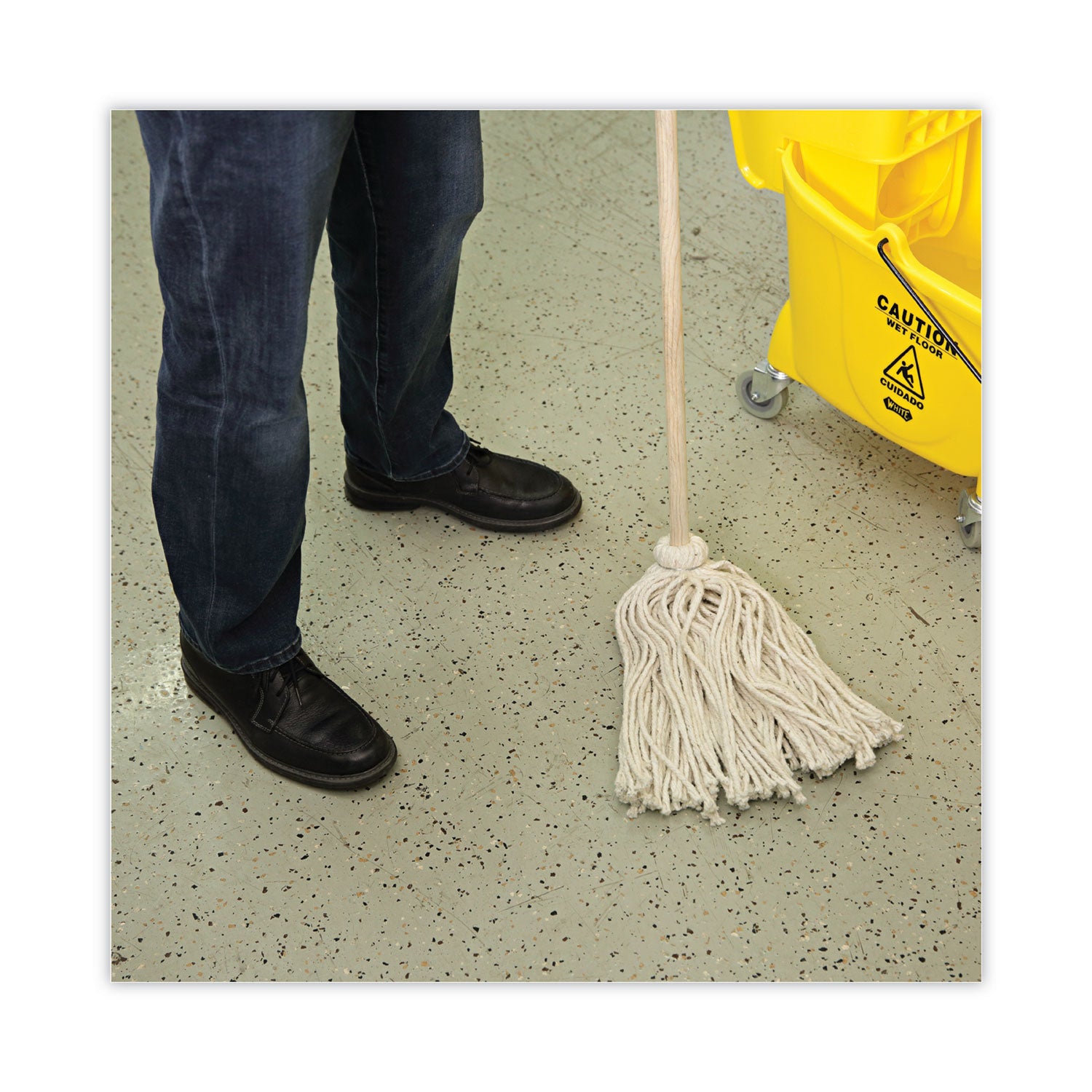 Boardwalk Handle/Deck Mops, #16 White Cotton Head, 48" Natural Wood Handle (116C)