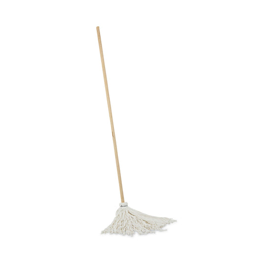 Boardwalk Handle/Deck Mops, #16 White Rayon Head, 48" Natural Wood Handle (116R)