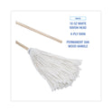 Boardwalk Handle/Deck Mops, #16 White Rayon Head, 48" Natural Wood Handle (116R)