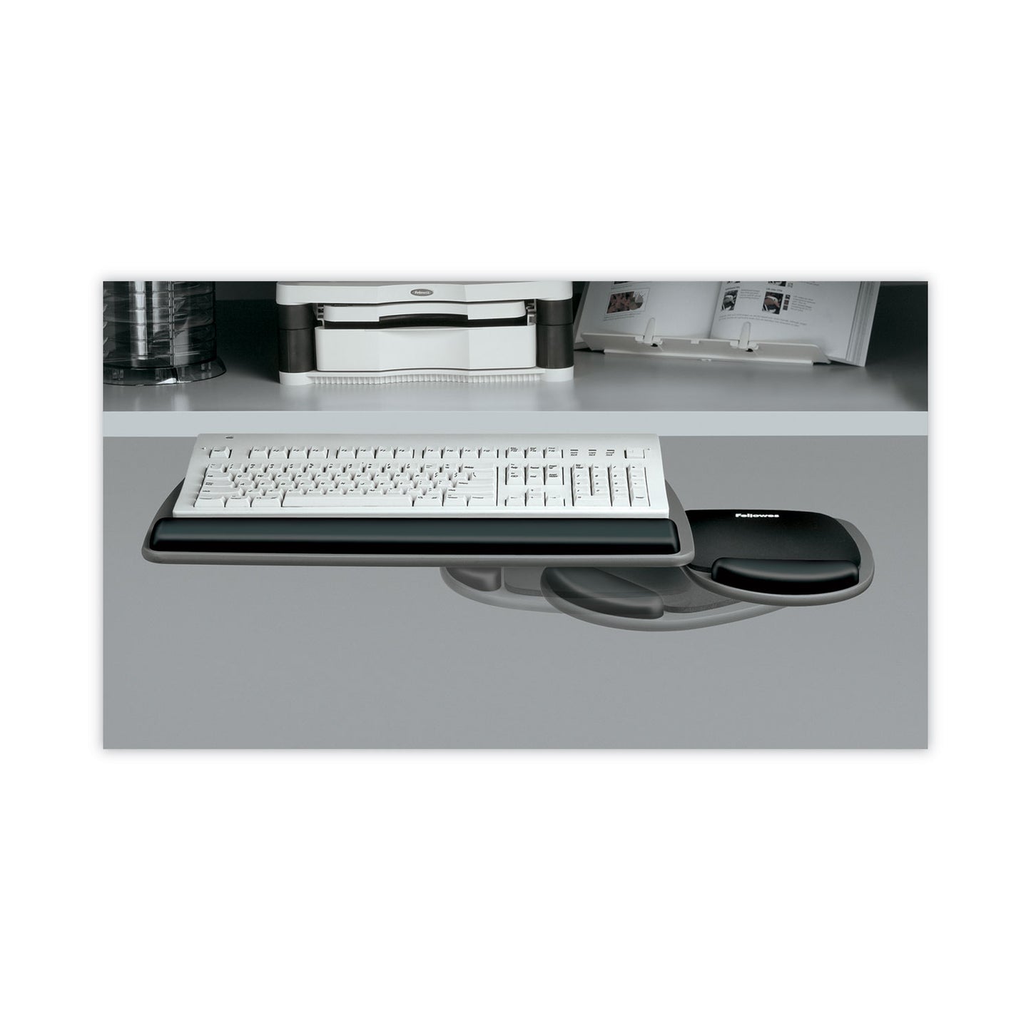 Fellowes Adjustable Standard Keyboard Platform, 20.25w x 11.13d, Graphite/Black (93841)