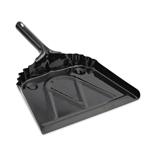 Boardwalk Metal Dust Pan, 12 x 14, 5" Handle, 20-Gauge Steel, Black, 12/Carton (04212)