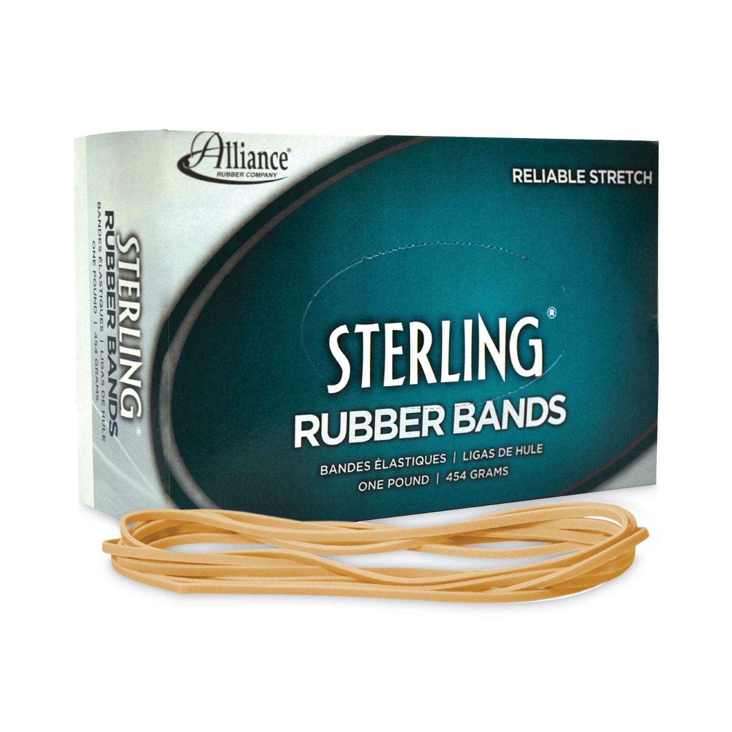 Alliance Sterling Rubber Bands, Size 117B, 0.06" Gauge, Crepe, 1 lb Box, 250/Box (25405)