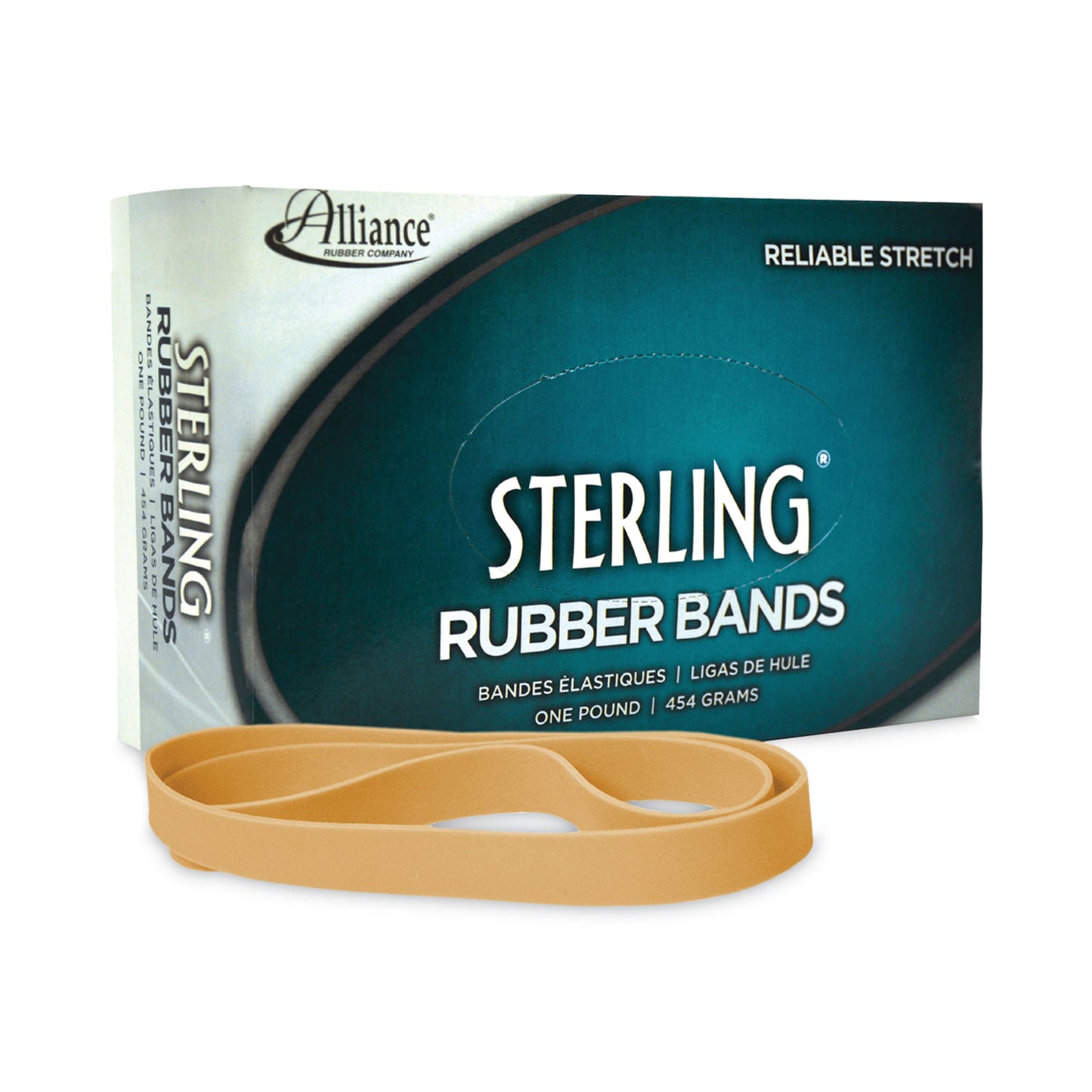 Alliance Sterling Rubber Bands, Size 105, 0.05" Gauge, Crepe, 1 lb Box, 70/Box (25055)