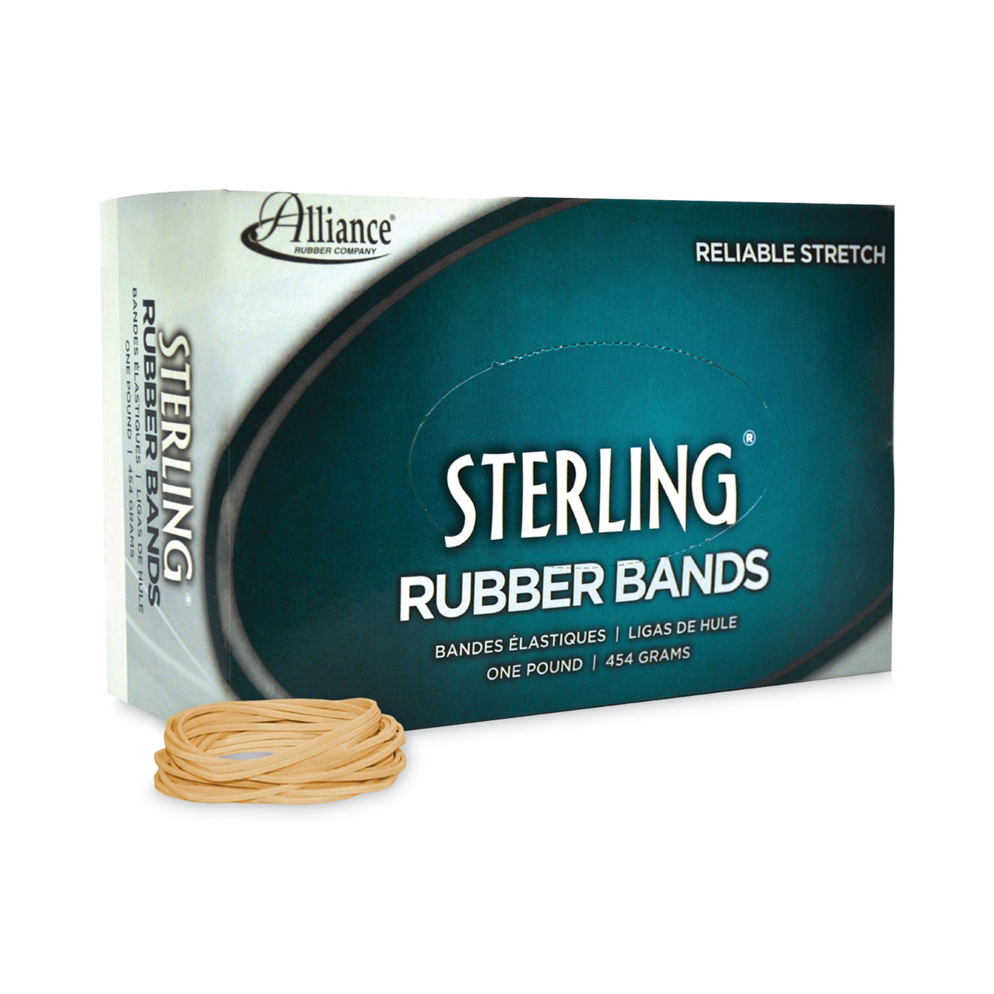 Alliance Sterling Rubber Bands, Size 16, 0.03" Gauge, Crepe, 1 lb Box, 2,300/Box (24165)