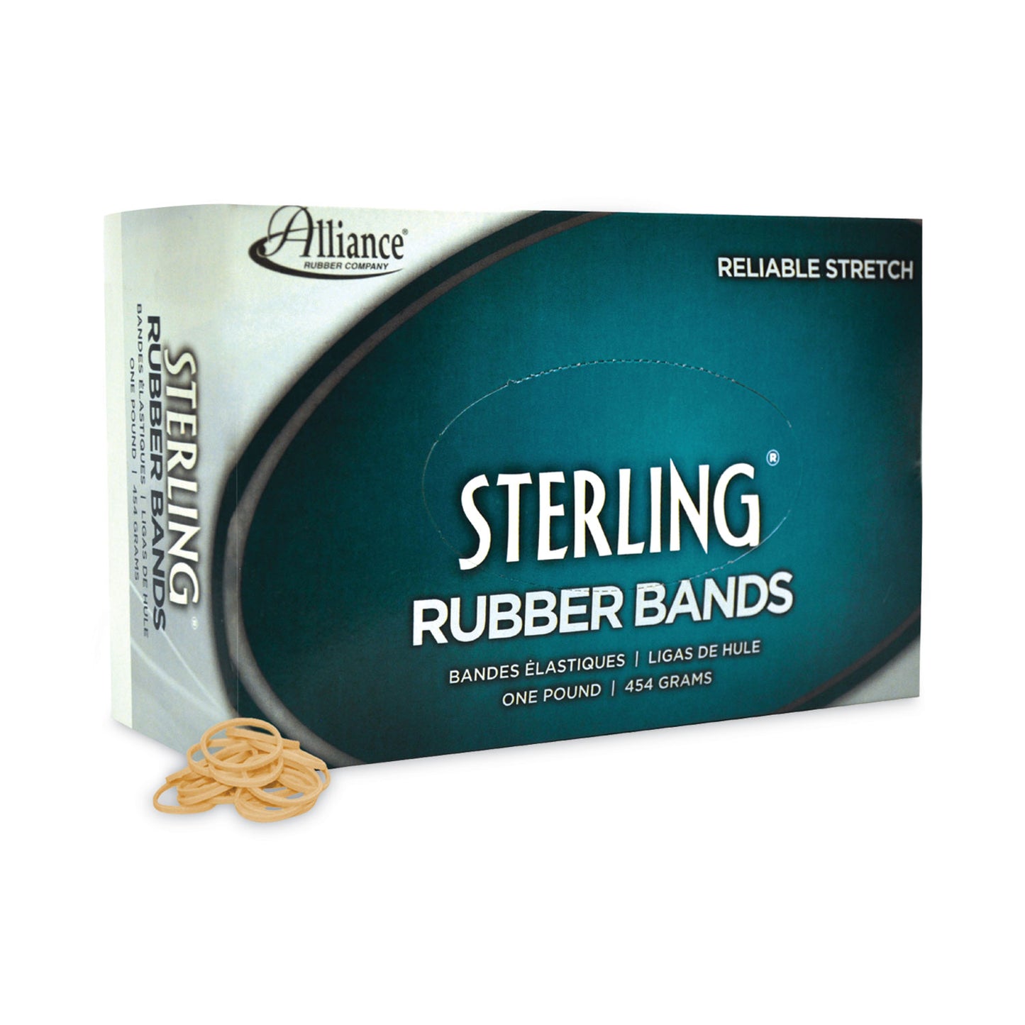 Alliance Sterling Rubber Bands, Size 8, 0.03" Gauge, Crepe, 1 lb Box, 7,100/Box (24085)