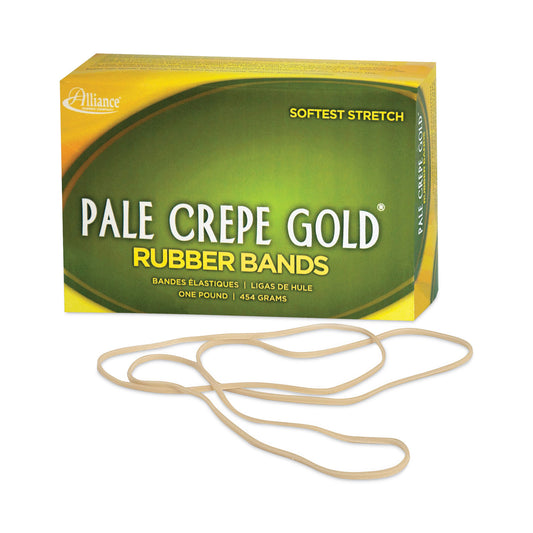 Alliance Pale Crepe Gold Rubber Bands, Size 117B, 0.06" Gauge, Golden Crepe, 1 lb Box, 300/Box (21405)