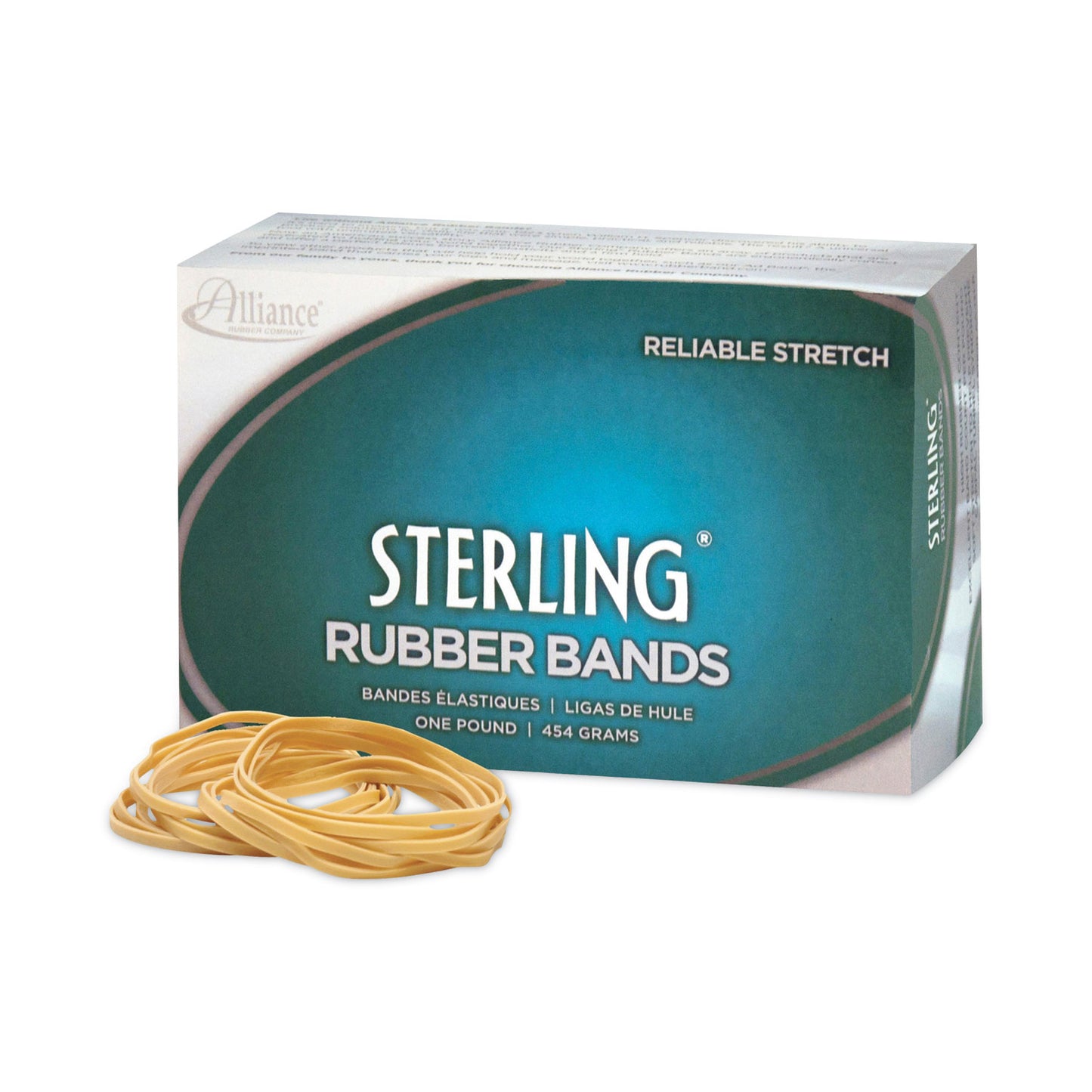 Alliance Sterling Rubber Bands, Size 19, 0.03" Gauge, Crepe, 1 lb Box, 1,700/Box (24195)