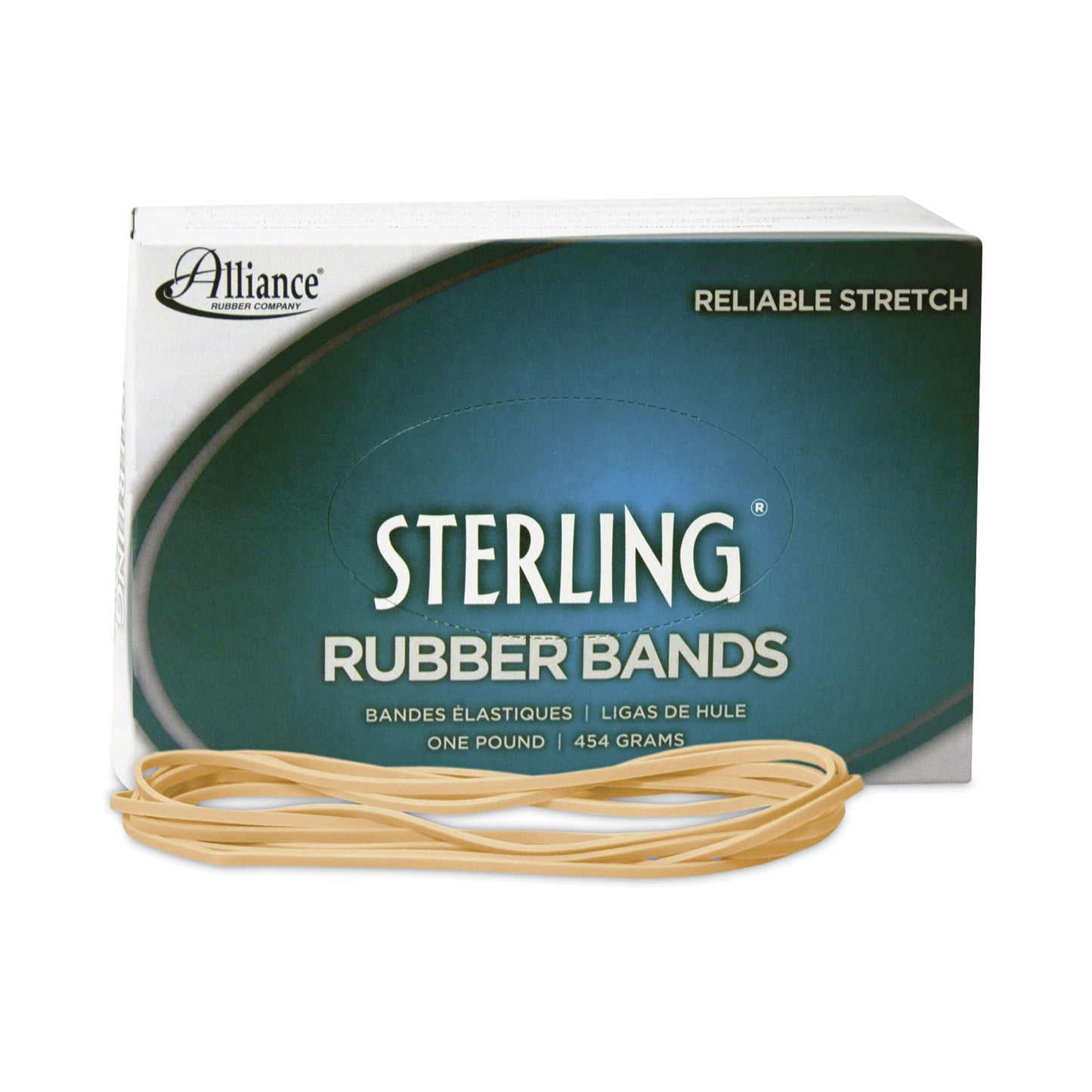 Alliance Sterling Rubber Bands, Size 117B, 0.06" Gauge, Crepe, 1 lb Box, 250/Box (25405)