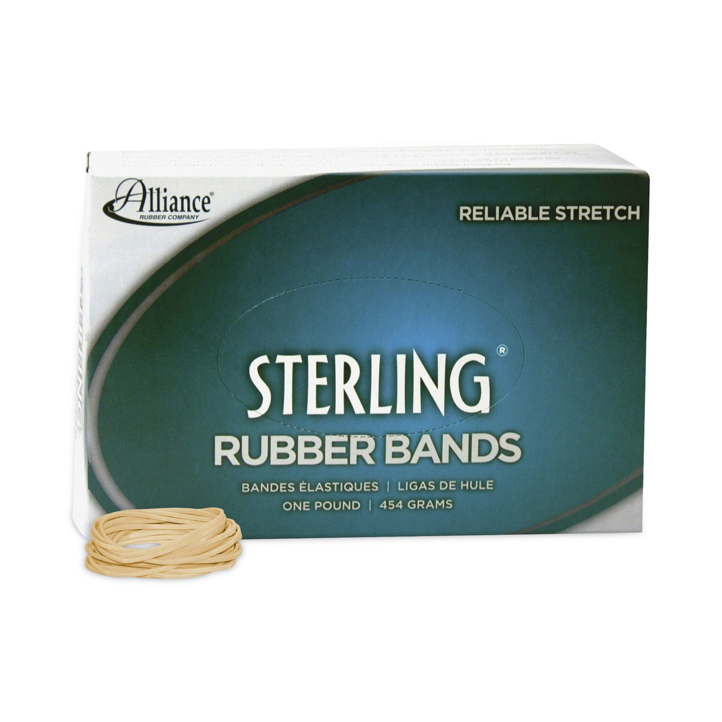 Alliance Sterling Rubber Bands, Size 14, 0.03" Gauge, Crepe, 1 lb Box, 3,100/Box (24145)