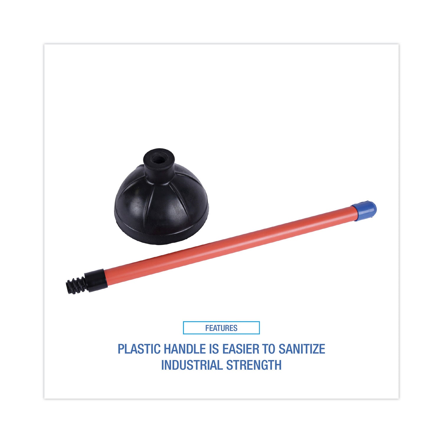 Boardwalk Toilet Plunger, 18" Plastic Handle, 5.63" dia, Red/Black, 6/Carton (09201)