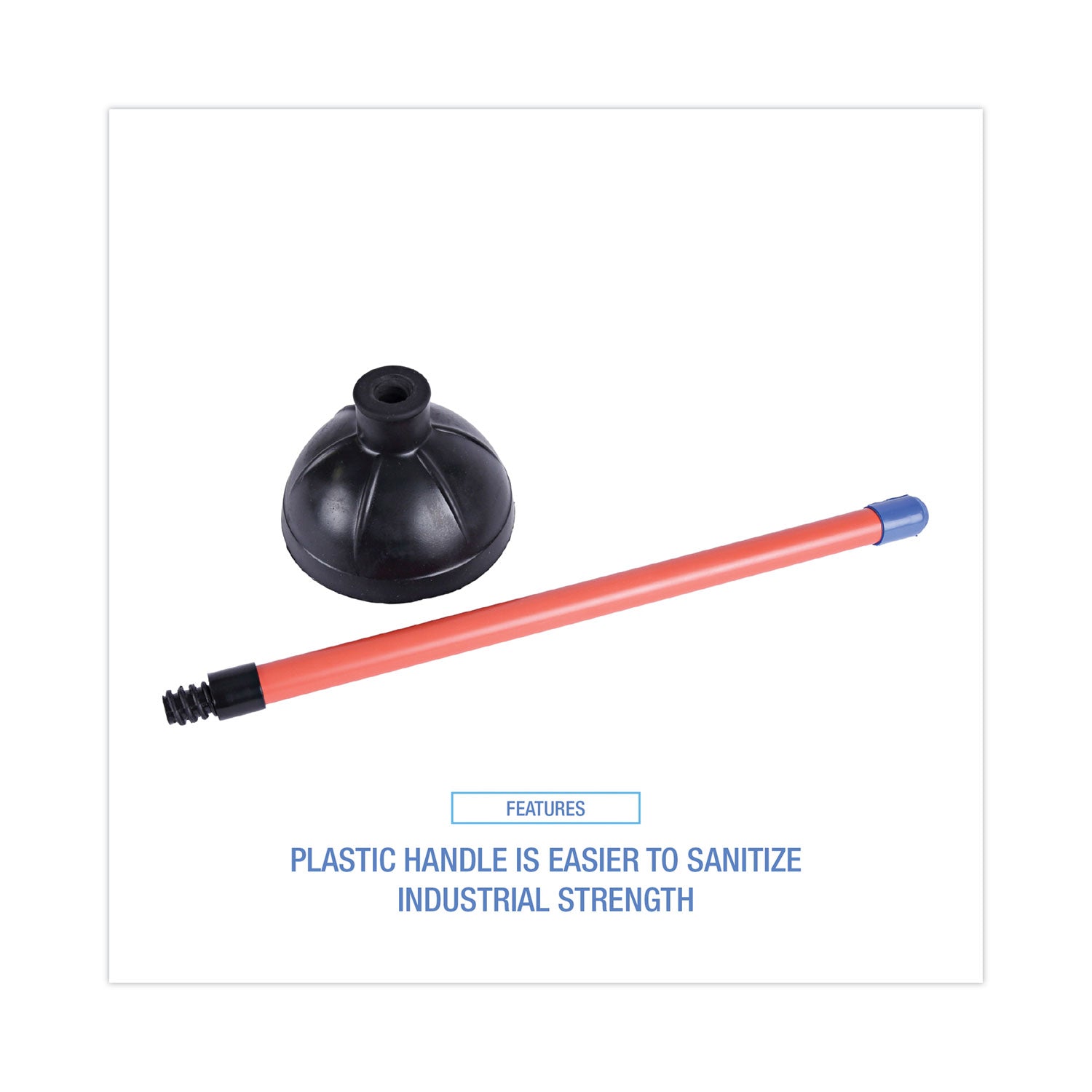 Boardwalk Toilet Plunger, 18" Plastic Handle, 5.63" dia, Red/Black (09201EA)