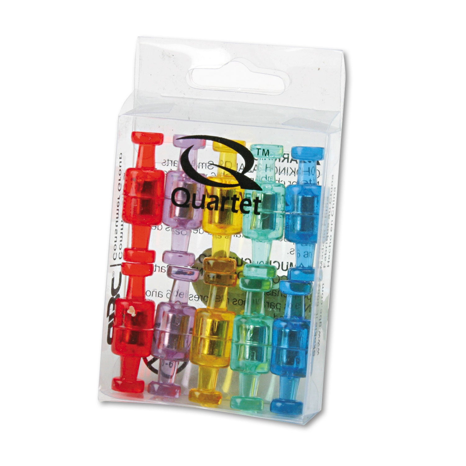 Quartet Magnetic "Push Pins", 0.75" Diameter, Assorted Colors, 20/Pack (MPPC)